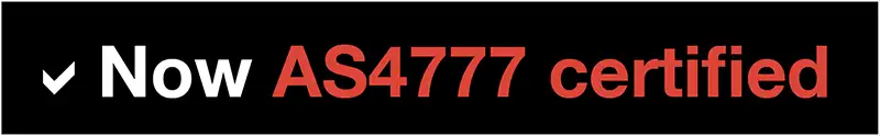 Now AS4777 certified